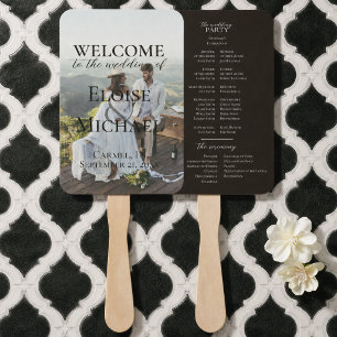 Modern Photo Rustic Brown Wedding Program Fan