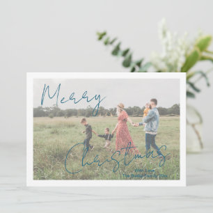 Modern Photo Rustic Script Elegant Holiday Card