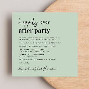 Modern Photo Sage Green Wedding Reception Invitation