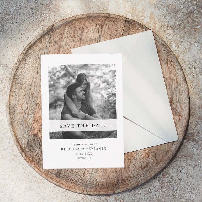 Modern Photo Save the Date Announcement (Save the Date Photo Wedding Announcement)