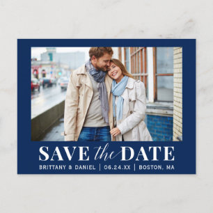 Modern Photo Save The Date - Blue or Pick Colour Postcard
