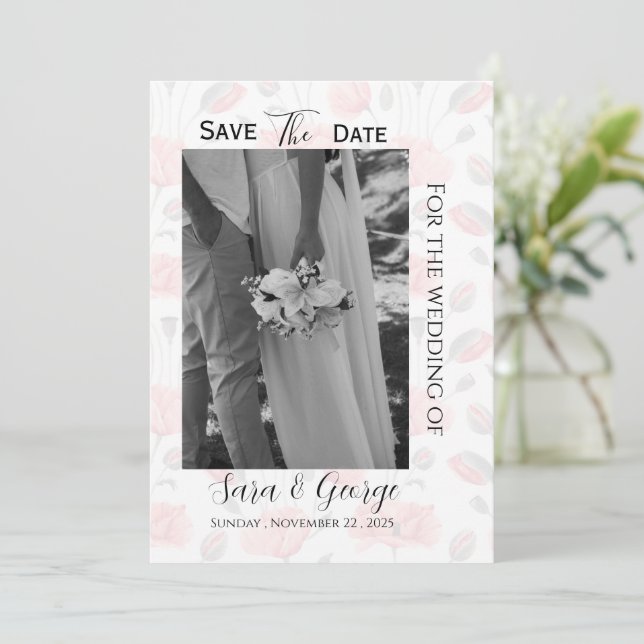 Modern Photo Save the Date Card (Standing Front)