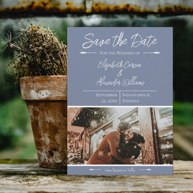 Modern Photo Save The Date | Dusty Blue (Creator Uploaded)