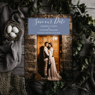 Modern Photo Save the Date   Dusty Blue