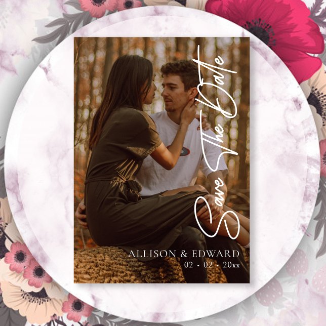 Modern Photo Save the Date | Minimalist Script (Modern Photo + Minimalist Script Save The Date
)
