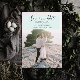 Modern Photo Save the Date   Mint Green