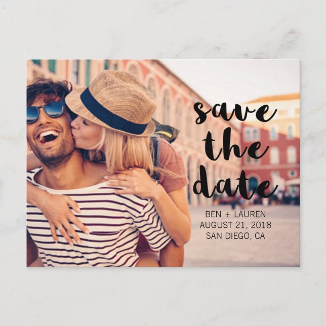 Modern Photo Save the Date Postcard (Front)