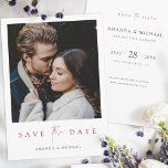 Modern Photo Save the Date Wedding Invite Template<br><div class="desc">This simply chic photo wedding save the date flat card template features an elegant, minimalist, modern design. Please browse our shop for versions of this design in other colors and in a postcard format, too! The front features your first names under your favorite photo and a 'save the date' message...</div>