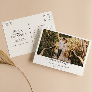 Modern Photo Save the Date Wedding Minimalist Postcard