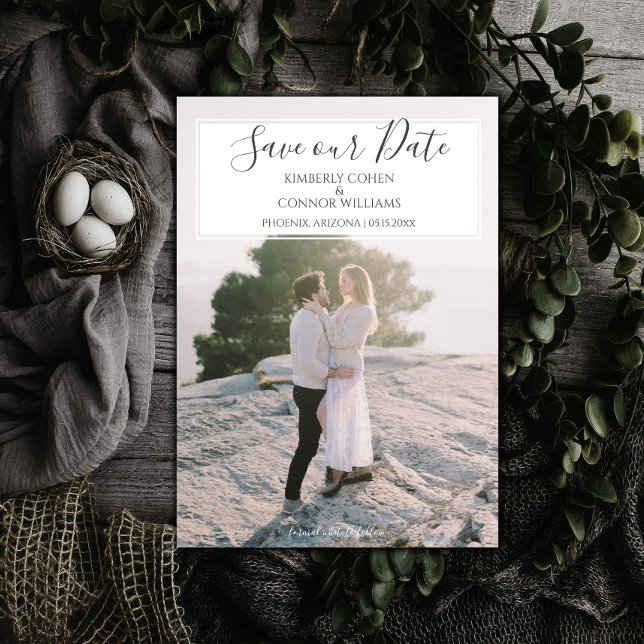 Modern Photo Save the Date | White (White Modern Photo Save the Date)