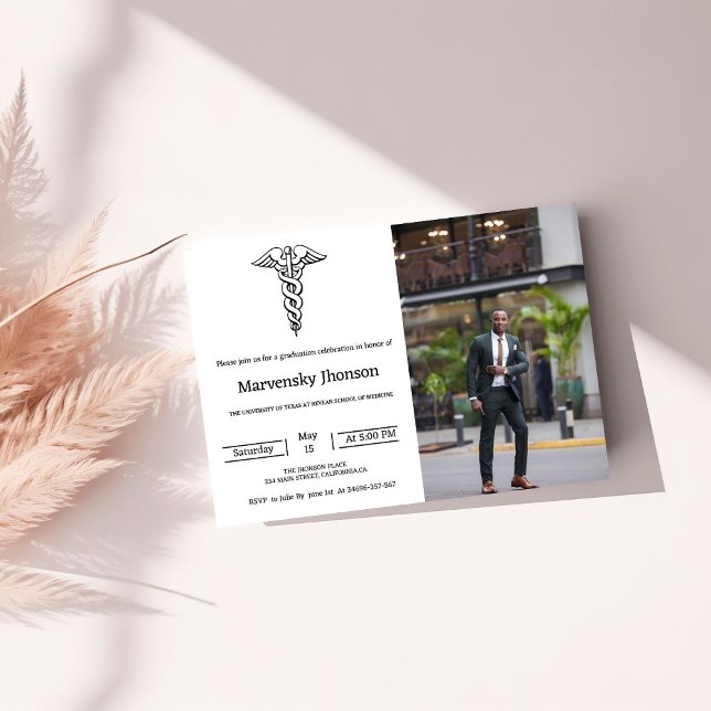 Modern photo school of medicine graduation announc announcement (Creator Uploaded)