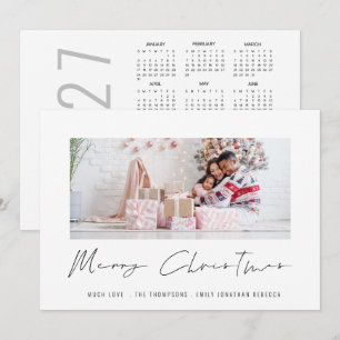Modern Photo Script 2027 Calendar Merry Christmas Holiday Card