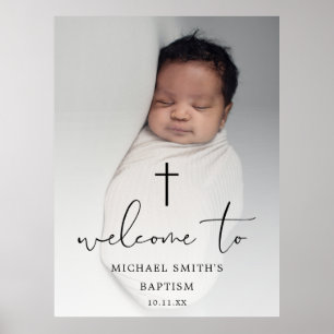 Modern Photo Script Baptism Welcome Sign
