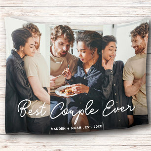 Modern Photo Script Best Couple Ever Collage Fleece Blanket