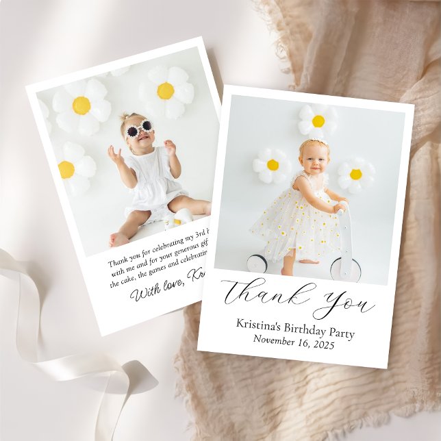 Modern Photo Script Birthday Thank You Card (Creator Uploaded)
