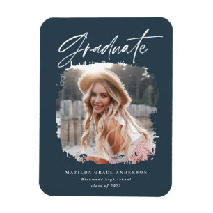Modern photo script contemporary graduation magnet