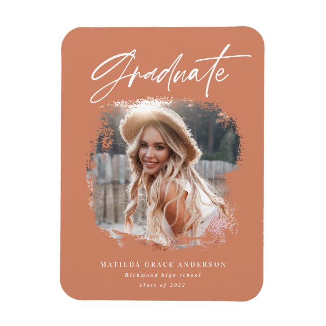 Modern photo script contemporary graduation magnet (Vertical)