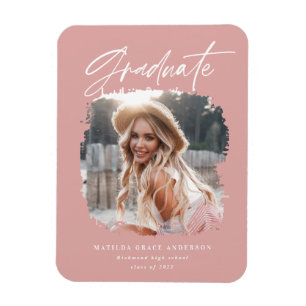 Modern photo script contemporary graduation magnet