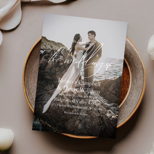 Modern Photo Script Elegant Wedding Invitation (Make your special day unforgettable with our beautifully designed photo wedding invitation.)