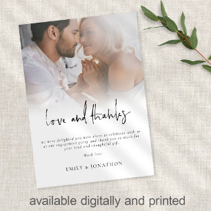 Modern Photo Script Engagement Love and Thanks Card