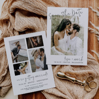 Modern Photo Script Engagement Save the Date Invitation