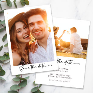 Modern Photo Script Font Wedding Save The Date