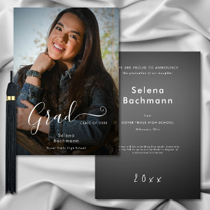 Modern Photo Script Graduation Announcement