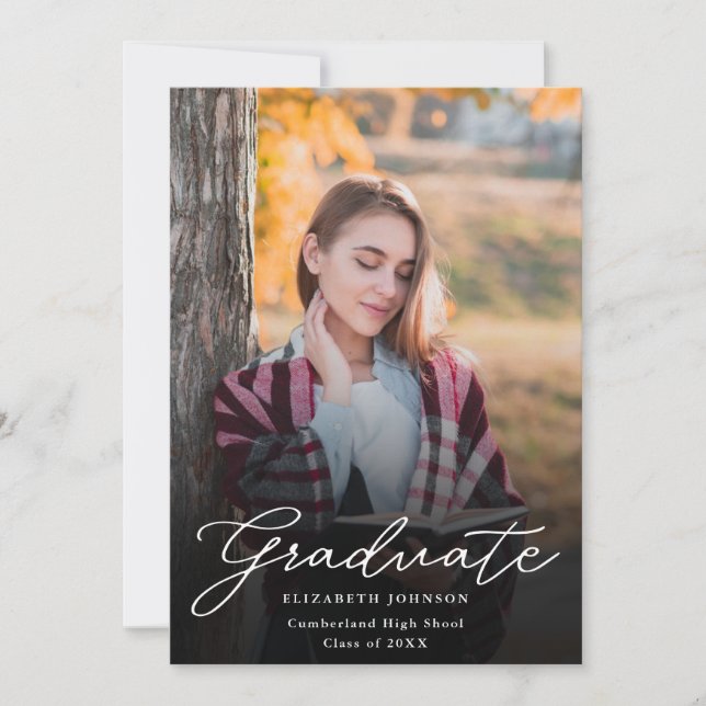 Modern Photo Script Graduation Announcement (Front)