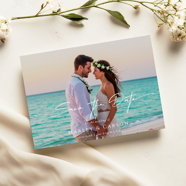 Modern Photo Script Save The Date Wedding Invitation (Creator Uploaded)