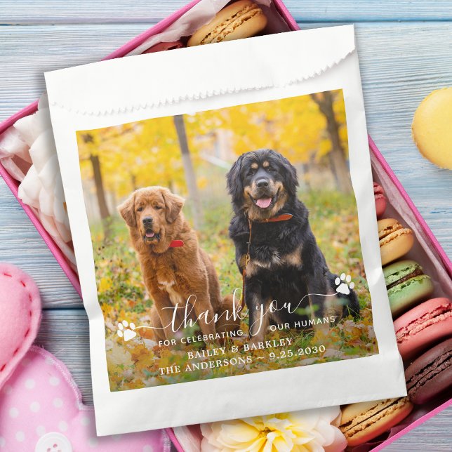Modern Photo Script Thank You Dog Pet Wedding Favour Bag (Creator Uploaded)