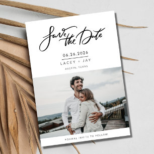 Modern Photo Script Wedding Save the Date