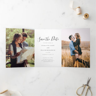 Modern Photo Script Wedding Save The Date Card