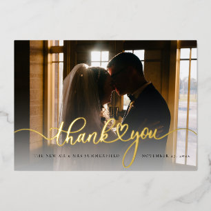 Modern Photo Script Wedding Thank You Card