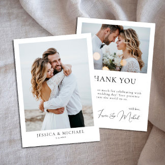 Modern Photo Script Wedding Thank You Card
