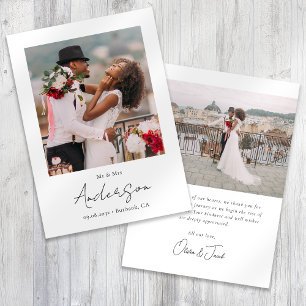 Modern Photo Script Wedding Thank You Card