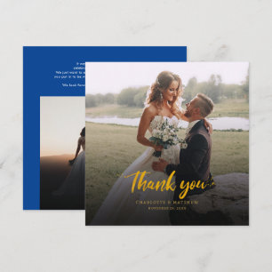 Modern Photo Script Wedding Thank You Card