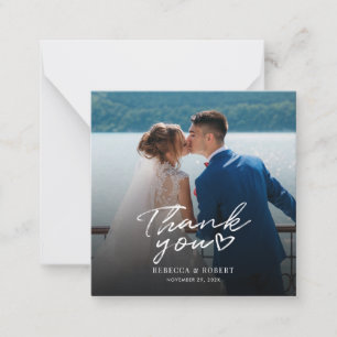 Modern Photo Script Wedding Thank You Note Card