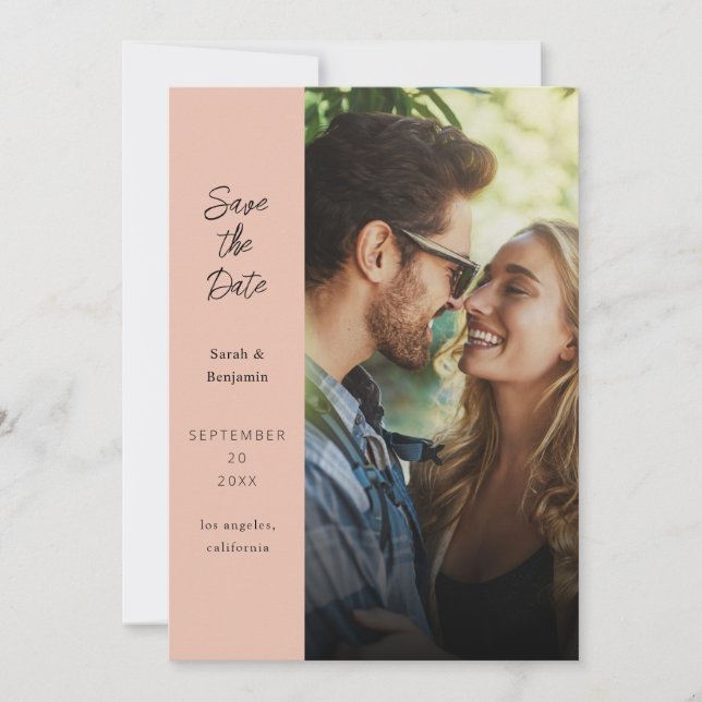 Modern Photo & Side Save the Date - Natural Invitation (Front)