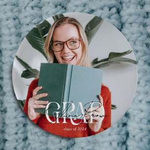 Modern Photo & Signature Graduate  10 Cm Round Badge