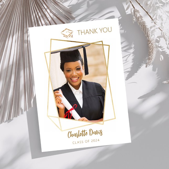 Modern photo simple graduation thank you card (Creator Uploaded)