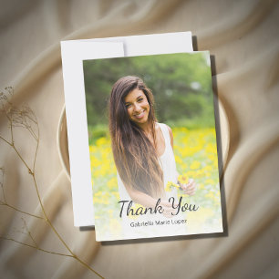 Modern Photo Simple Quinceañera Thank You Card