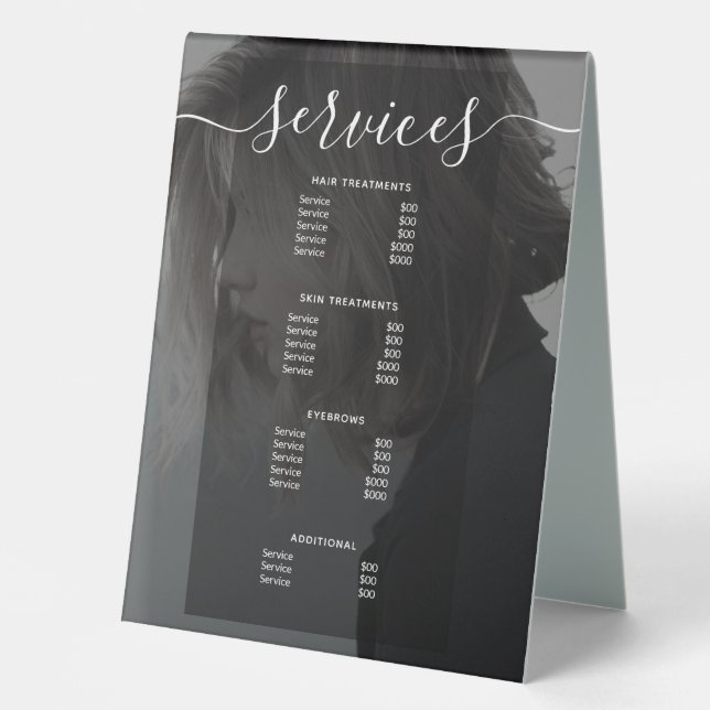 Modern Photo Simple Salon Service Menu Price List (Front)