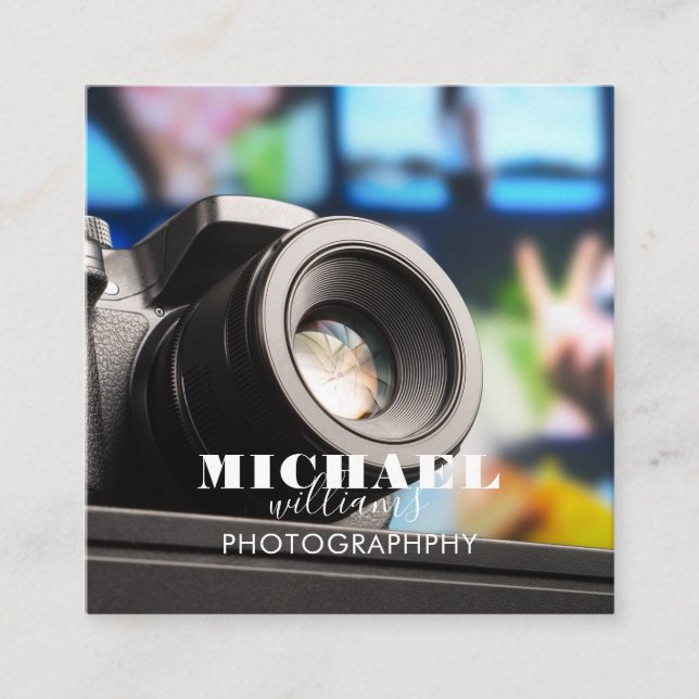 Modern Photo Square Business Card – 2.5" x 2.5" (Front)