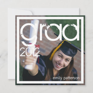 Modern Photo Square Grad Graduation Party Invitation