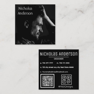 Modern Photo Square Minimalist Simple Professional Business Card