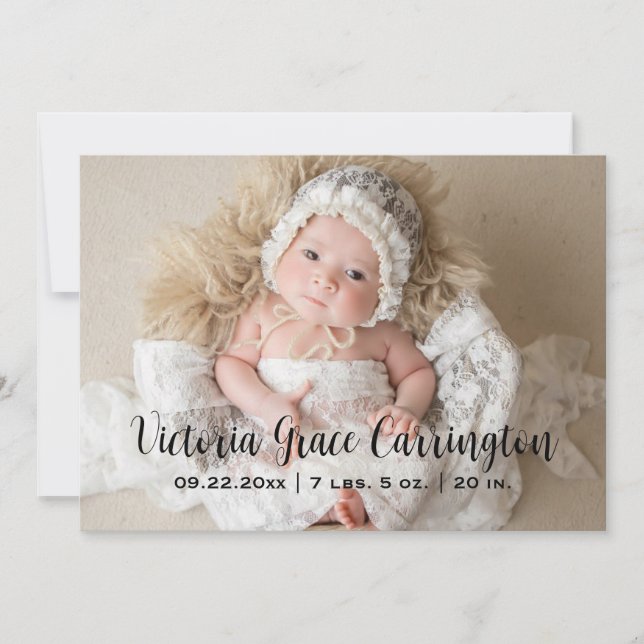 Modern Photo Stats Name Personalised Announcement (Front)