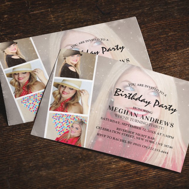 Modern Photo Strip Collage Birthday Party Invitation (Creator Uploaded)