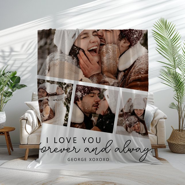 Modern Photo Strip Collage Fleece Blanket (Creator Uploaded)
