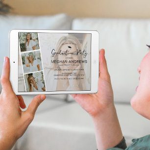 Modern Photo Strip Collage Graduation Party Invitation