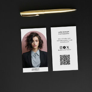 Modern photo stylist social media with QR code Business Card